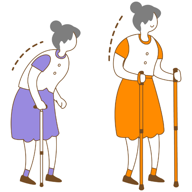 姿勢改善に役立つウォーキングポール 2本杖