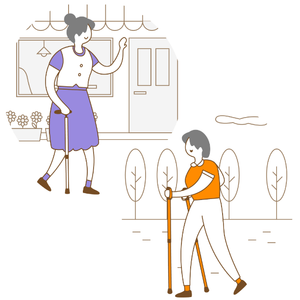 介護予防に役立つウォーキングポール 2本杖