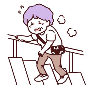 階段をのぼる高齢者女性のイラスト